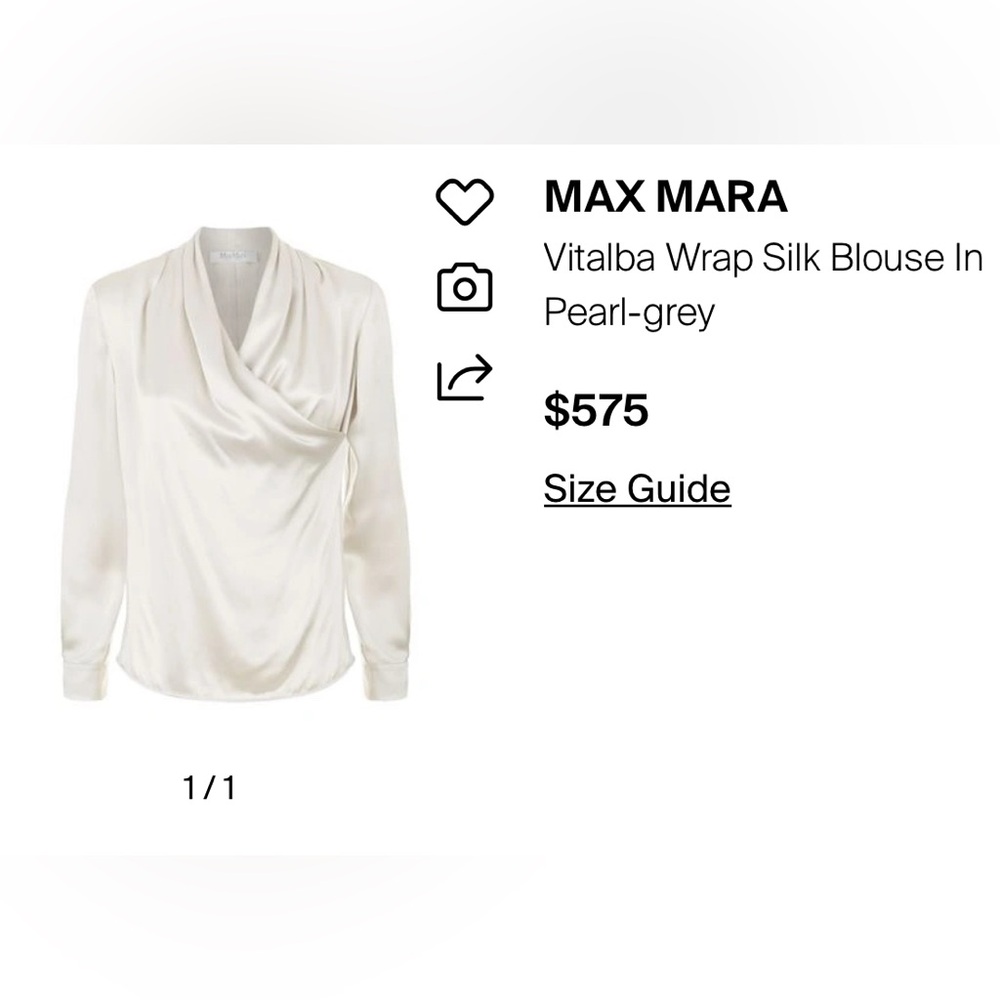 MaxMara Gray Vitalba Wrap Silk Blouse in Pearl Grey